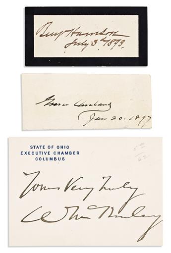 (PRESIDENTS--19TH-20TH CENTURY.) Group of 8 small cards, each Signed, or Signed and Inscribed, one as President, some on printed corres